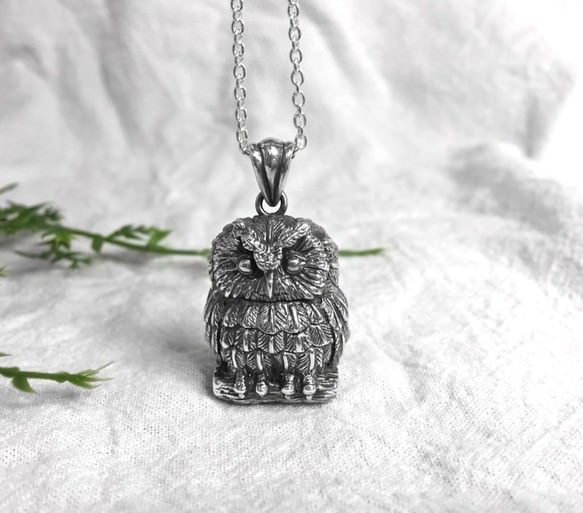 金霓工房手工銀飾 幸せを呼ぶフクロウのシルバーペンダント